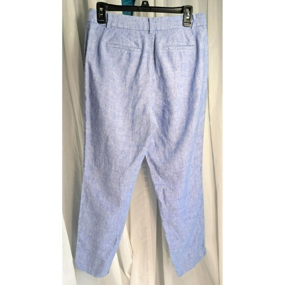 100% Linen Talbots Slim Ankle Blue Chambray Pants 6 - Picture 5 of 12